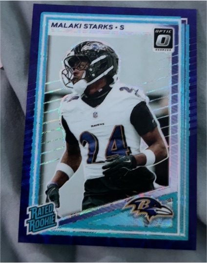 2025 Panini Donruss Optic #346 Malaki Starks Rated Rookie Blue Scope Prizm — front