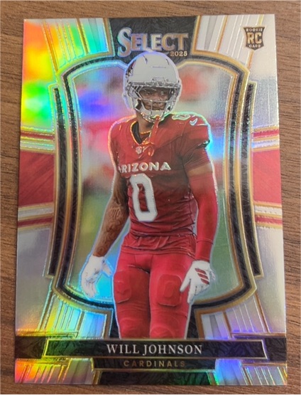 2025 Panini Select #122 Will Johnson Rookie Premier Level Arizona Cardinals — front