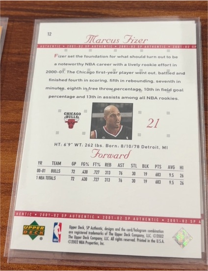 2001-02 Upper Deck #12 Marcus Fizer — front