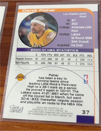 2002-03 Topps #37 Derek Fisher — front