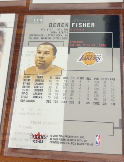 2002-03 Fleer Box Score #114 Derek Fisher — front