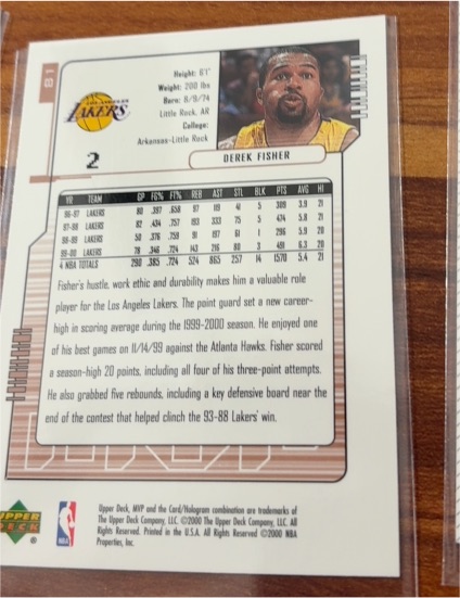 2000-01 Upper Deck MVP #81 Derek Fisher — front
