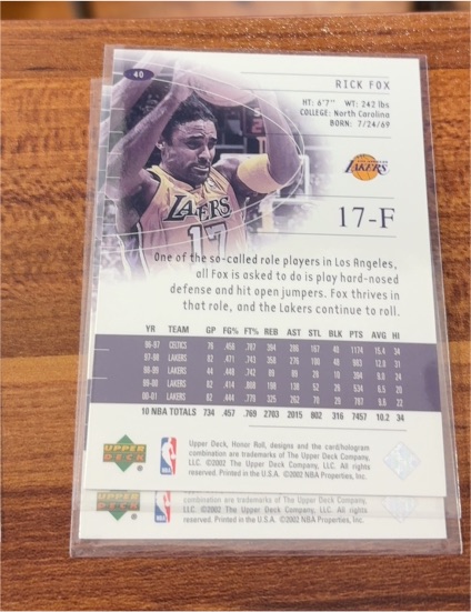 2000 Upper Deck #17-F Rick Fox — front