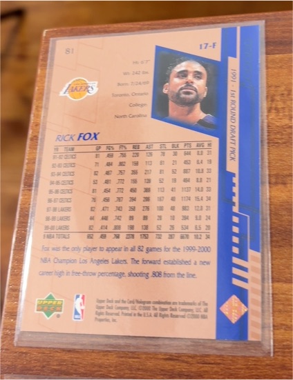 2000-01 Upper Deck #81 Rick Fox — front