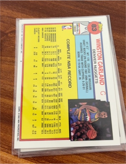 1992-93 Topps #83 Winston Garland — front