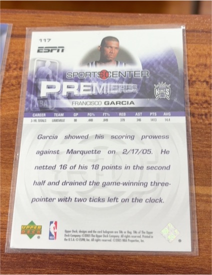 2005 Upper Deck SportsCenter Premieres #117 Francisco Garcia — front
