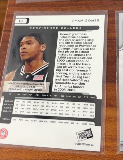 2005 Press Pass #13 Ryan Gomes — front
