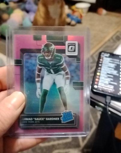 2022 Panini Donruss Optic #228 Ahmad "Sauce" Gardner Rated Rookie Pink Prizm — front