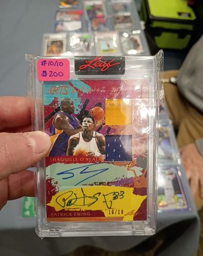 2023 Leaf Art of Sport #10/10 Shaquille O'Neal & Patrick Ewing Dual Auto Patch — front