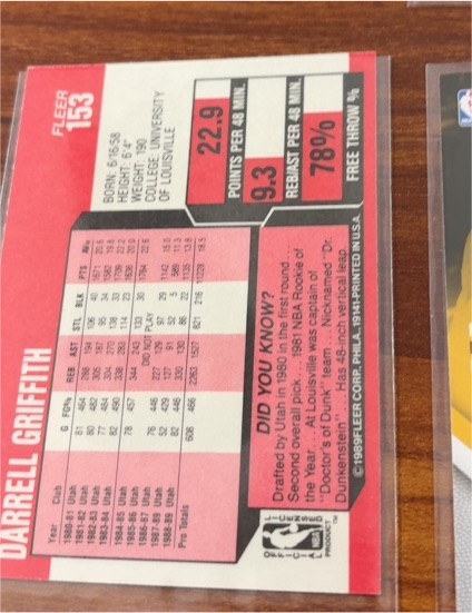 1986 Fleer #153 Darrell Griffith — front