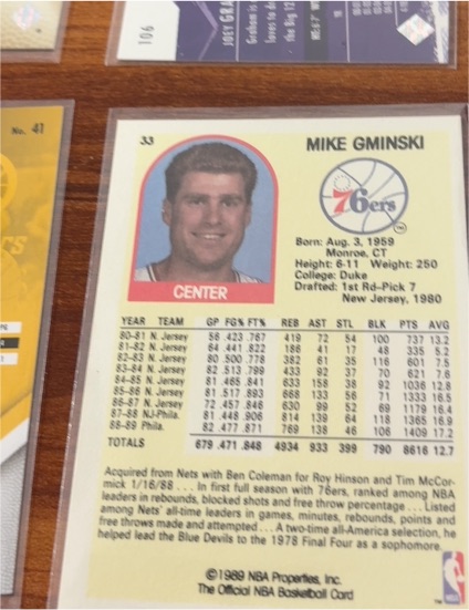 1990-91 Fleer #142 Mike Gminski Philadelphia 76ers — front