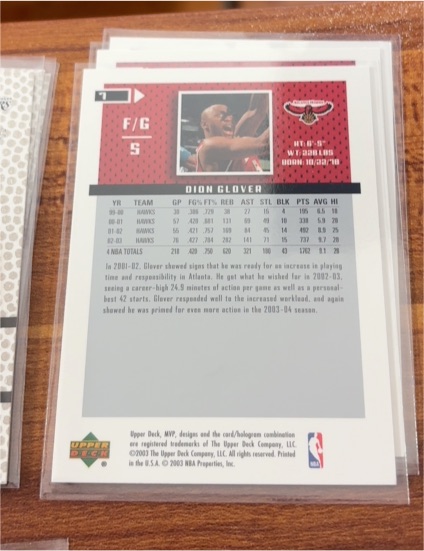 2003 Upper Deck #7 Dion Glover — front