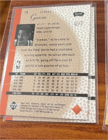 2002 Upper Deck Inspirations #78 George Gervin — front