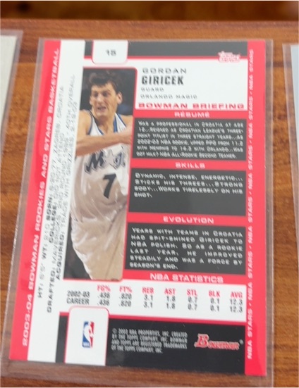2003-04 Bowman #15 Gordan Giricek — front