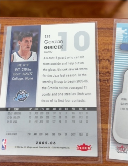 2005-06 Fleer #134 Gordan Giricek — front