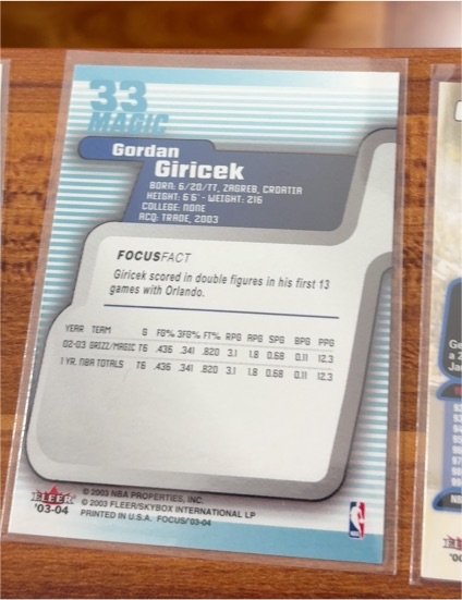 2003-04 Fleer Focus #33 Gordan Giricek — front