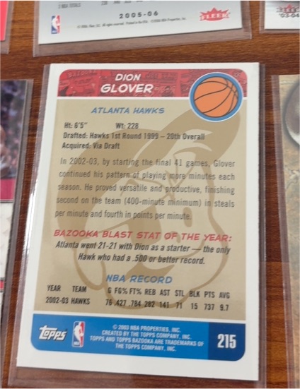 2003-04 Bazooka Gold #215 Dion Glover — front