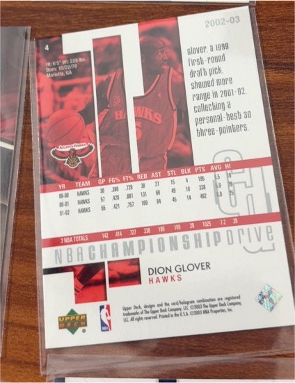 2002-03 Upper Deck Championship Drive #4 Dion Glover — front