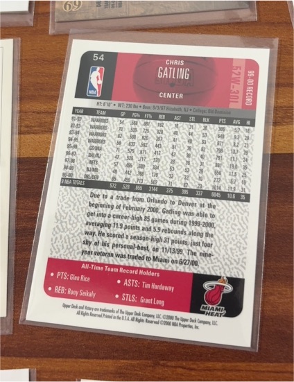 2000 Upper Deck #54 Chris Gatling — front
