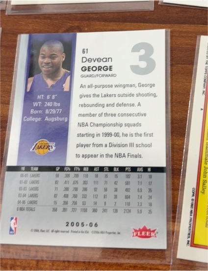 2005-06 Fleer #61 Devean George — front