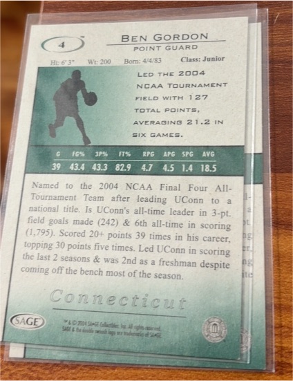 2004 SAGE HIT #4 Ben Gordon — front