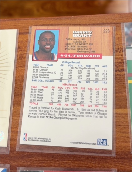 1992 Skybox NBA Hoops #223 Harvey Grant — front