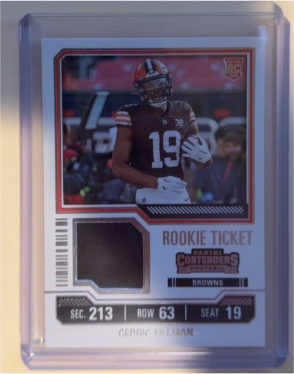 2023 Panini Contenders Rookie Ticket Swatches #TS3 Cedric Tillman — front