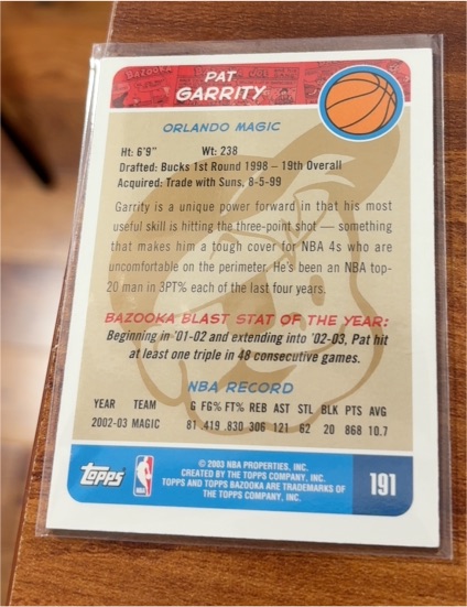 2003-04 Topps Bazooka #191 Pat Garrity — front