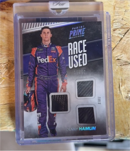 2018 Panini Prime Racing Race Used Duals Denny Hamlin #RUD-DH — front