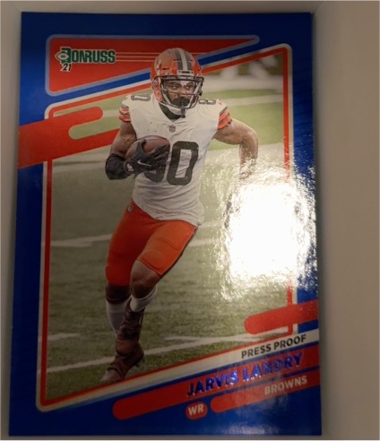 2021 Donruss #201 Jarvis Landry Press Proof Blue — front