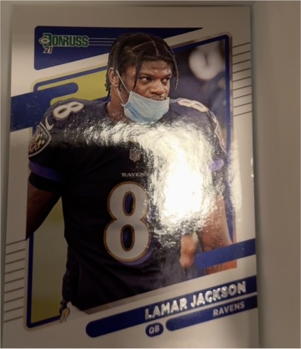 2021 Donruss #239b Lamar Jackson No Helmet Variation — front