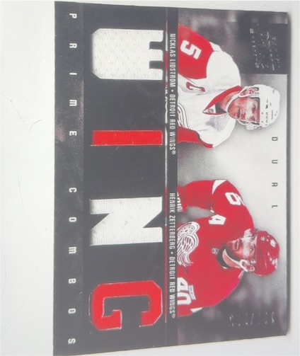 2011 Panini Prime Combos Dual Materials Nicklas Lidstrom & Henrik Zetterberg — front