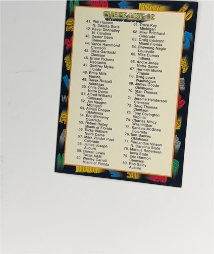 1991 Wild Card #158 Checklist #2 for cards 41-80 — front