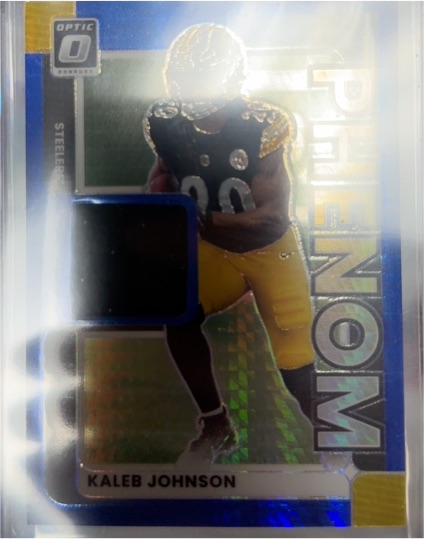 2025 Panini Donruss Optic #RPBH-KJN Kaleb Johnson Rookie Phenom Blue Hyper — front