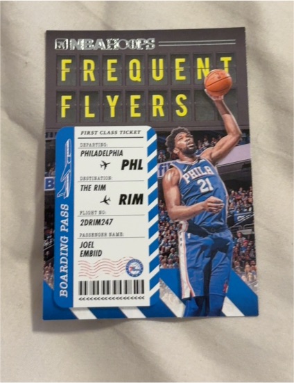 2020-21 Panini NBA Hoops Frequent Flyers #15 Joel Embiid — front