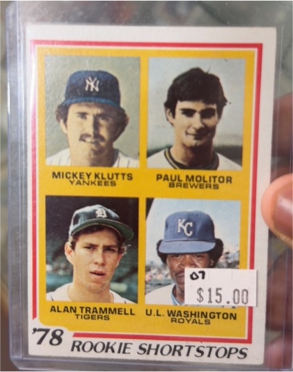 1978 Topps #707 Rookie Shortstops Paul Molitor Alan Trammell Mickey Klutts U.L. Washington — front