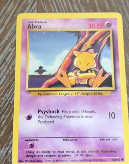 1999 Pokémon #43 Abra — front