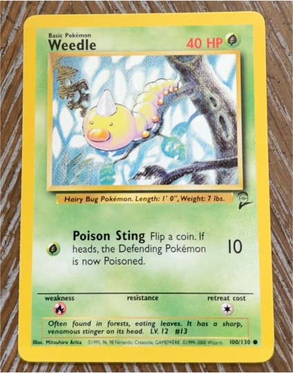 1999 Pokémon Base Set 2 #100 Weedle — front