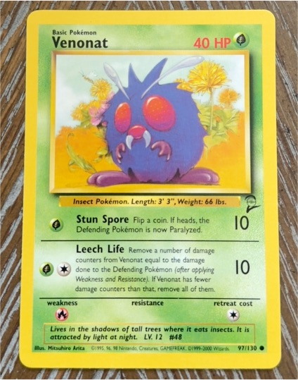1999 Pokémon Base Set 2 #97 Venonat — front