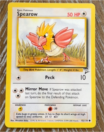 2000 Pokémon Base Set 2 #92 Spearow — front