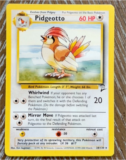 1999 Pokemon Base Set 2 #28 Pidgeotto — front