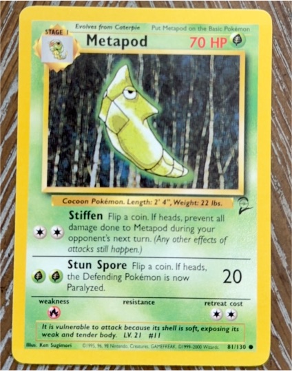 1999 Pokémon Base Set 2 #81 Metapod — front