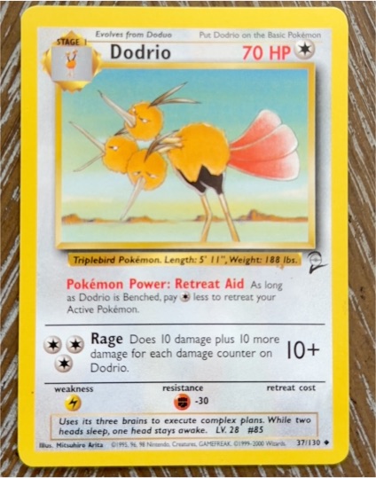 1999 Pokémon Base Set 2 #37 Dodrio — front