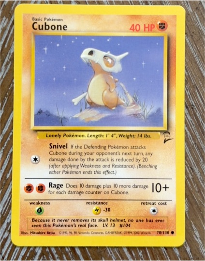 1999 Pokémon #70 Cubone — front