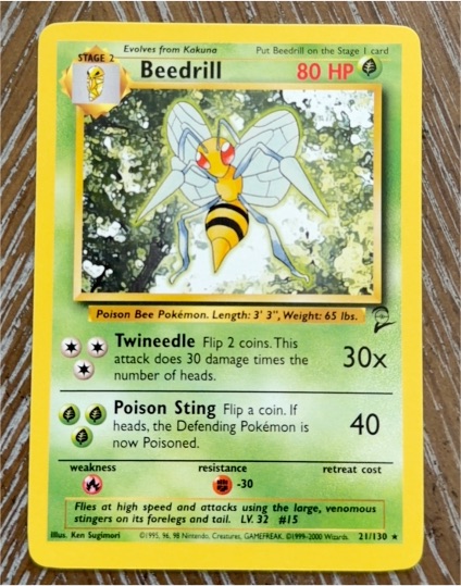 1999 Pokémon Base Set 2 #21 Beedrill — front