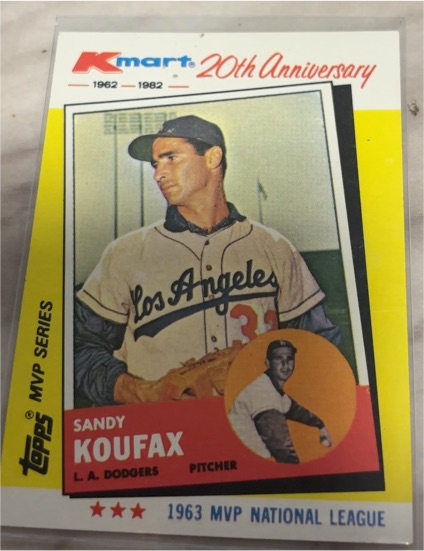 1982 Topps Kmart MVP Series #4 Sandy Koufax — front