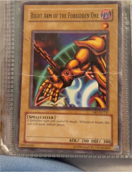 1996 Yu-Gi-Oh! DB1-EN137 Right Arm of the Forbidden One — front