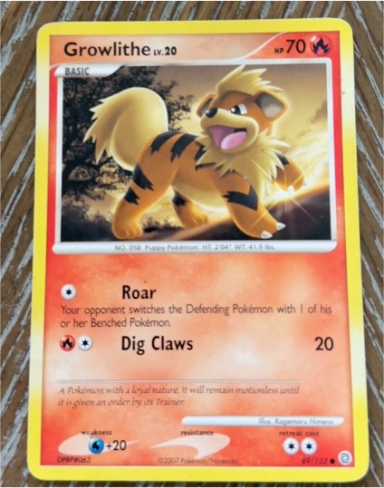 2007 Pokémon Secret Wonders #89 Growlithe — front