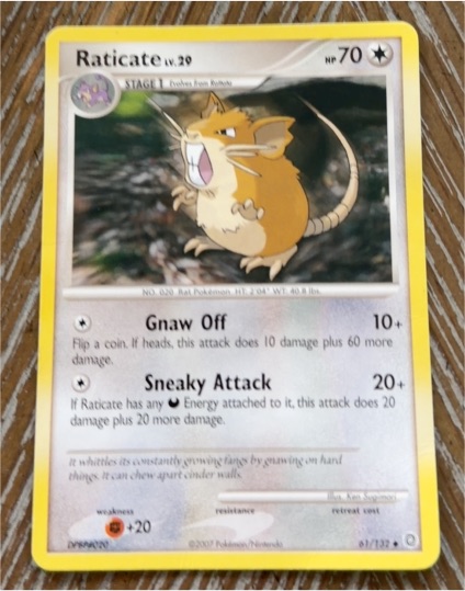 2007 Pokémon Diamond & Pearl Secret Wonders #61 Raticate — front