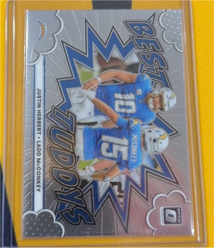 2025 Panini Donruss Optic #16 Justin Herbert Ladd McConkey Best Tuddys Chargers — front